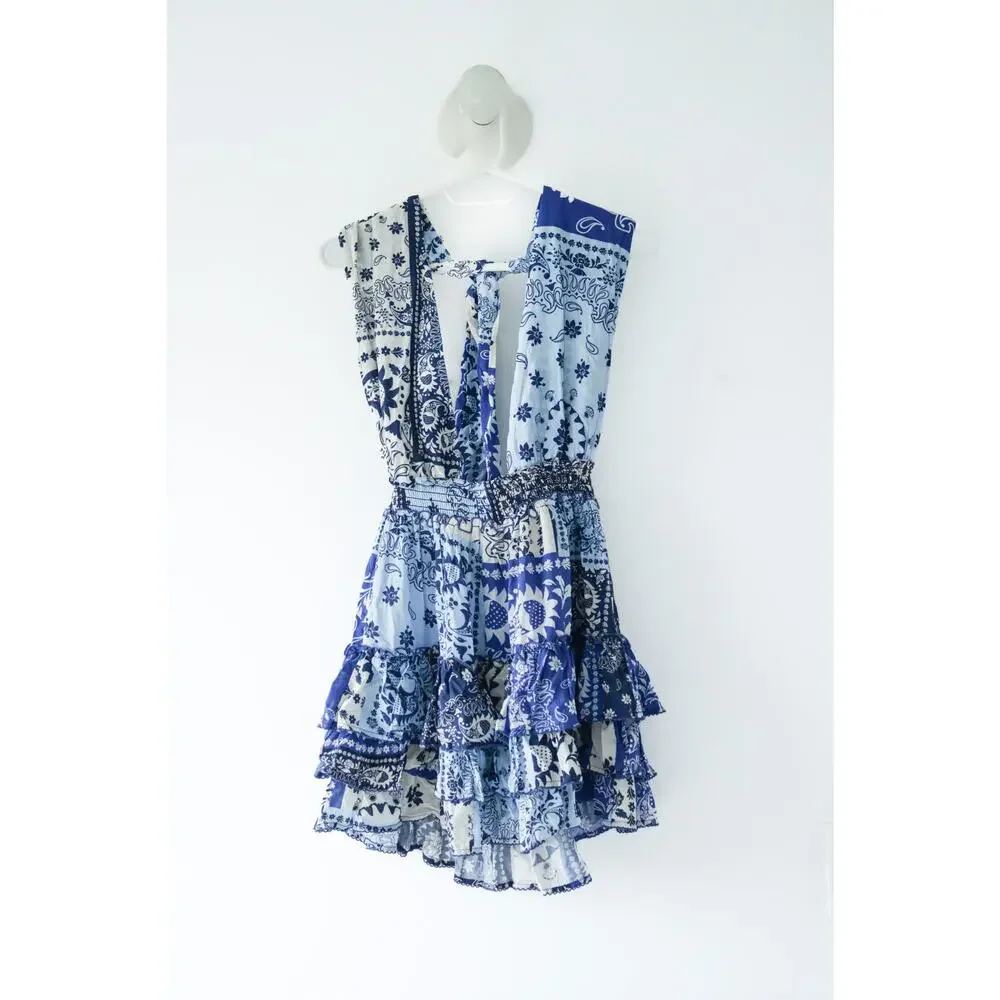 Agua Bendita Maona Atma Mini Dress Self Tie Paisley Size XS NWT - Picture 5 of 8